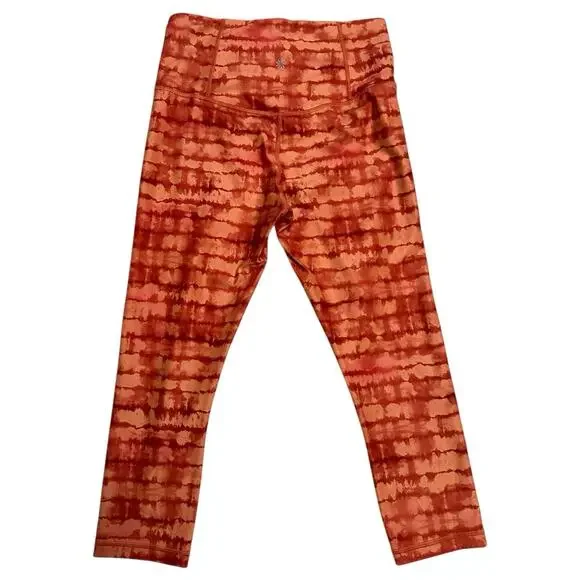 Athleta Orange Tie‎ Dye Elation Printed Capri Leggings Women's M High Rise - Picture 2 of 9